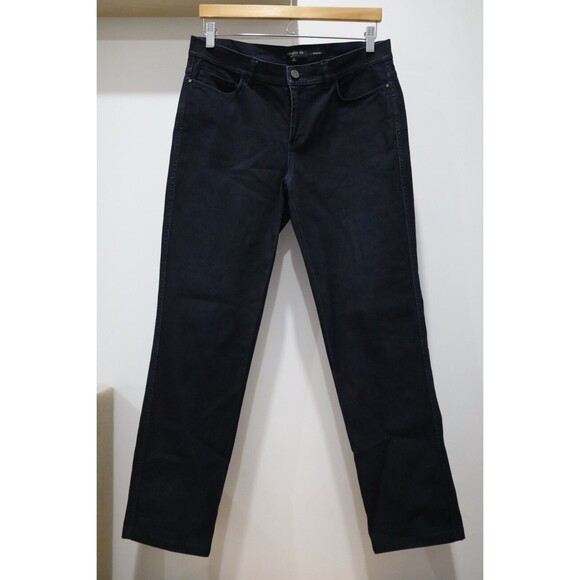 Lafayette 148 New York Wooster Womens Sz 8 Jeans Stretch Straight Leg Dark Blue - Picture 1 of 10